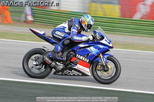 2009-09-26 Imola 0562 Variante alta - Supersport - Free Practice - Tata Pradita -  Yamaha YZF R6